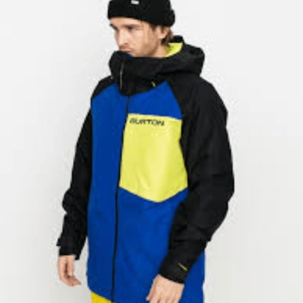 Burton Gore-Tex Living Lining Snowboard Jacket Blue Black Yellow Mens Small